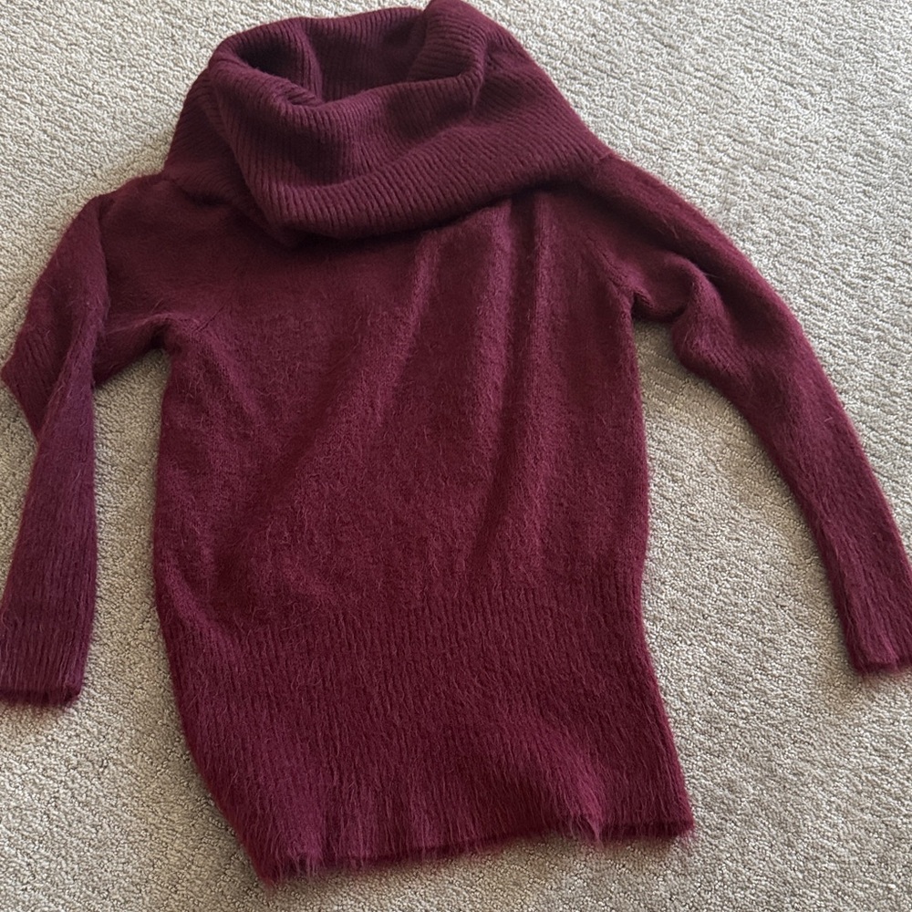 Olivaceous Deep Red Cowl Neck Sweater